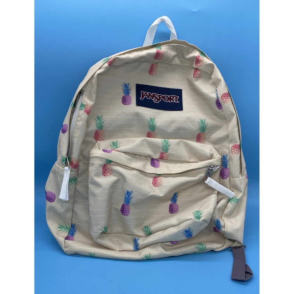 Jansport‎ Superbreak Pineapple Print Backpack Beige White Multicolor Fruit Cute